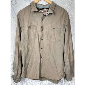 Modern Amusement Olive green Long sleeve Button Down Men Dress shirt Size Large